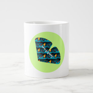 Green Palm Leaf Pattern Large Coffee Mug
