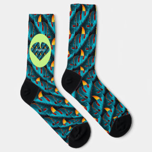Green Palm Leaf Pattern Socks