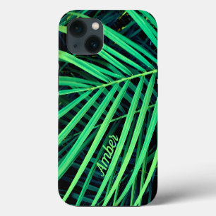 Green Palm Leaf Photo Print Personalized iPhone 13 Case
