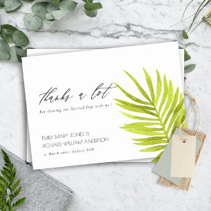 GREEN PALM LEAF WATERCOLOUR FOLIAGE THANK YOU CARD