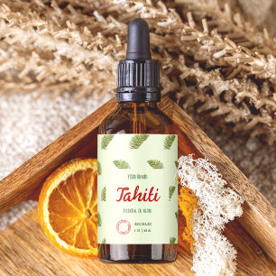 Green Palm Leaves Cosmetics Dropper Bottle Label