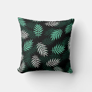 Green Palm Leaves Design Throw Pillow
