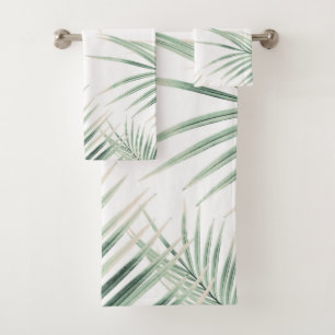 Green Palm Leaves Dream #3 #tropical #decor #art  Bath Towel Set