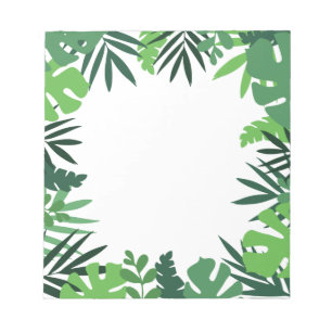 Green palm leaves, jungle wild green foliage notepad