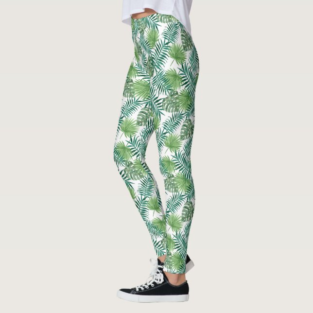 Green Palm Leaves Leggings (Left)