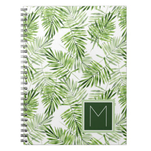 Green Palm Leaves Monogram Notebook
