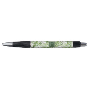Green Palm Leaves   Monogram Pen