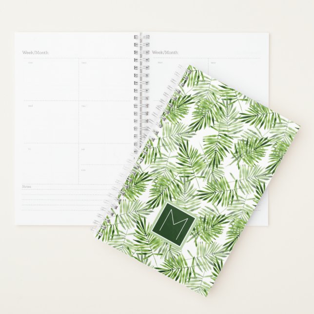 Green Palm Leaves | Monogram Planner (Display)