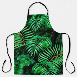 Green palm leaves pattern apron