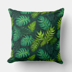 Green Palm Leaves Pillow