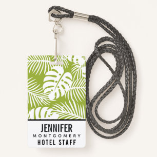 Green Palm Leaves Rainforest Pattern Badge