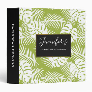 Green Palm Leaves Rainforest Pattern Binder