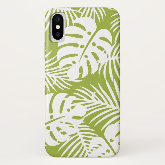 Green Palm Leaves Rainforest Pattern Case-Mate iPhone Case (Back)