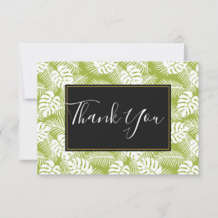 Green Palm Leaves Rainforest Pattern Thank You Card