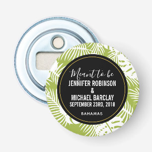 Green Palm Leaves Rainforest Pattern Wedding Bottle Opener