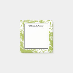 Green Palm Leaves Rainforest Pattern Wedding Post-it Notes