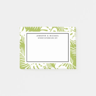 Green Palm Leaves Rainforest Pattern Wedding Post-it Notes