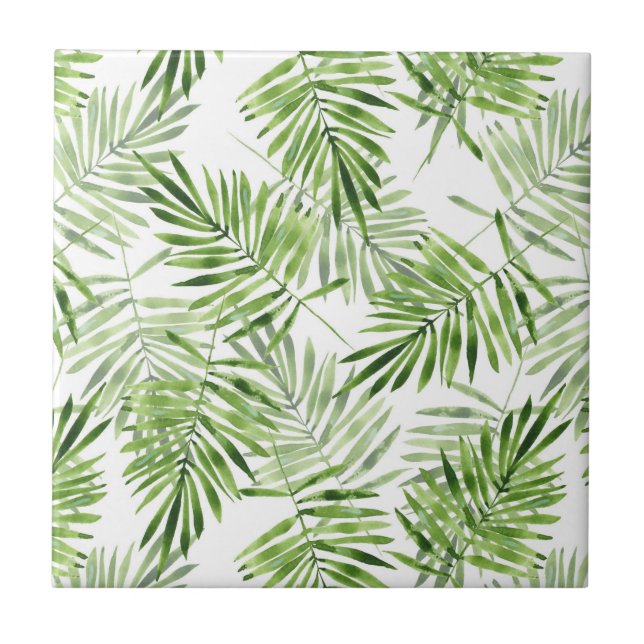 Green Palm Leaves Tile (Front)