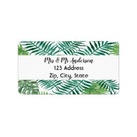 Green palm leaves white return address