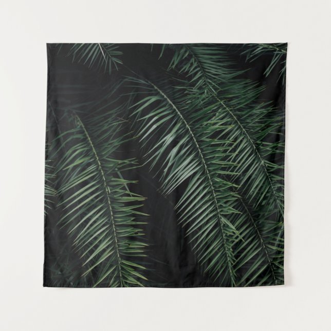 GREEN PALM PLANT DURING NIGHT TIME TAPESTRY (Front)