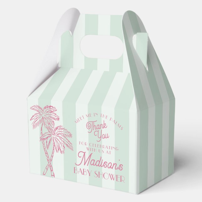 Green Palm Spring Pastel Beach Baby Shower Favor Box (Front)