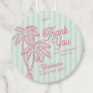 Green Palm Spring Pastel Beach Baby Shower Favour Tags