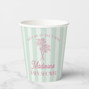 Green Palm Spring Pastel Beach Baby Shower Paper Cups