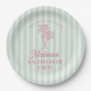 Green Palm Spring Pastel Beach Bachelorette Party Paper Plate