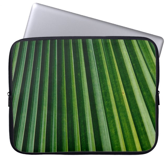Green palm tree leaves laptop sleeve (Front)