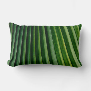 Green palm tree leaves lumbar pillow