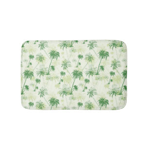 Green Palm Tree Pattern Bath Mat
