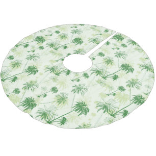 Green Palm Tree Pattern Brushed Polyester Tree Skirt