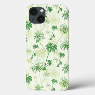 Green Palm Tree Pattern iPhone 13 Case