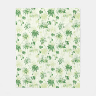 Green Palm Tree Pattern Fleece Blanket