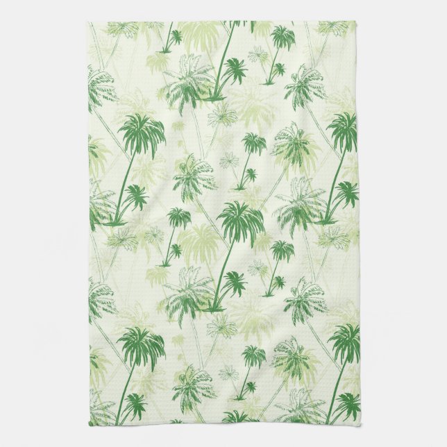 Green Palm Tree Pattern Kitchen Towel (Vertical)