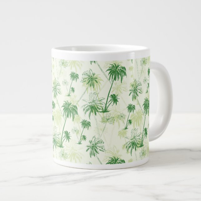 Green Palm Tree Pattern Large Coffee Mug (Front Right)