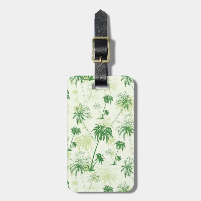 Green Palm Tree Pattern Luggage Tag (Front Vertical)