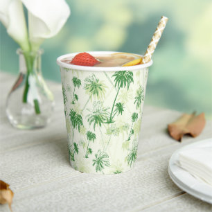 Green Palm Tree Pattern Paper Cups