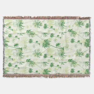 Green Palm Tree Pattern Throw Blanket