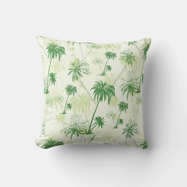 Green Palm Tree Pattern Throw Pillow (Front)