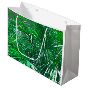 Green palm tree plant leaves pastel large gift bag