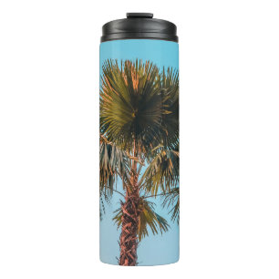 Green palm tree thermal tumbler
