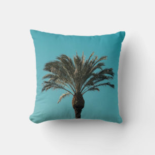Green palm tree throw pillow