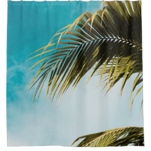 Green palm tree under blue sky