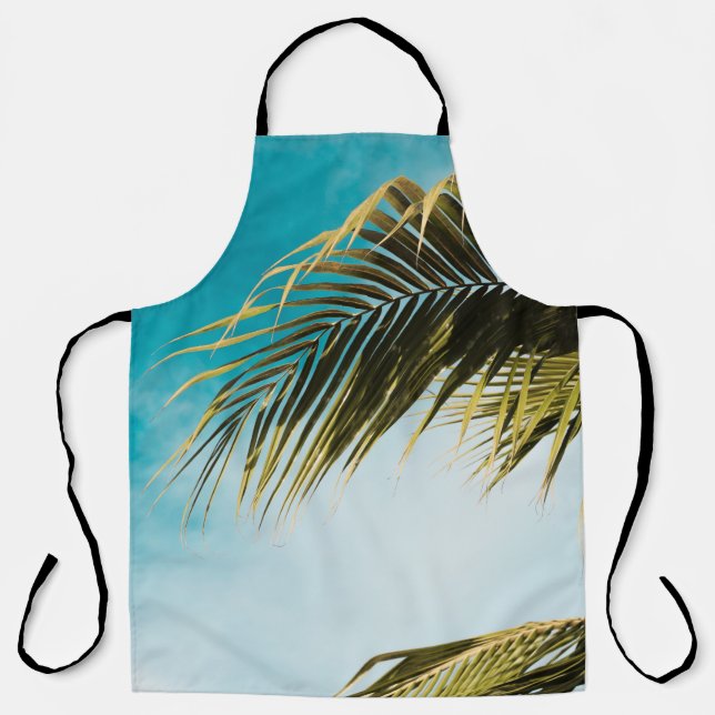 Green palm tree under blue sky apron (Front)