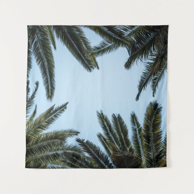 GREEN PALM TREE UNDER WHITE SKY TAPESTRY (Front)