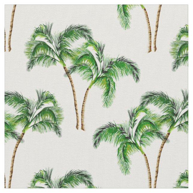 Green Palm Trees on White Fabric (Close Up)