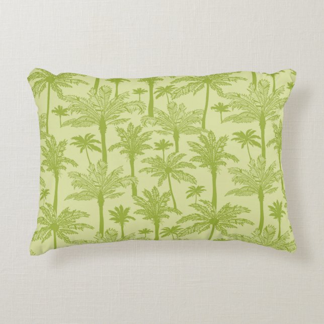Green Palm Trees Pattern Accent Pillow (Front)