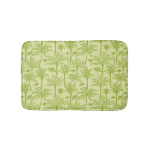 Green Palm Trees Pattern Bath Mat