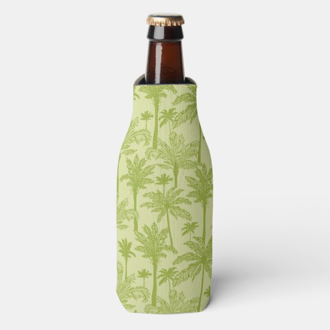 Green Palm Trees Pattern Bottle Cooler (Bottle Front)
